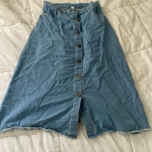 button down a-line denim skirt